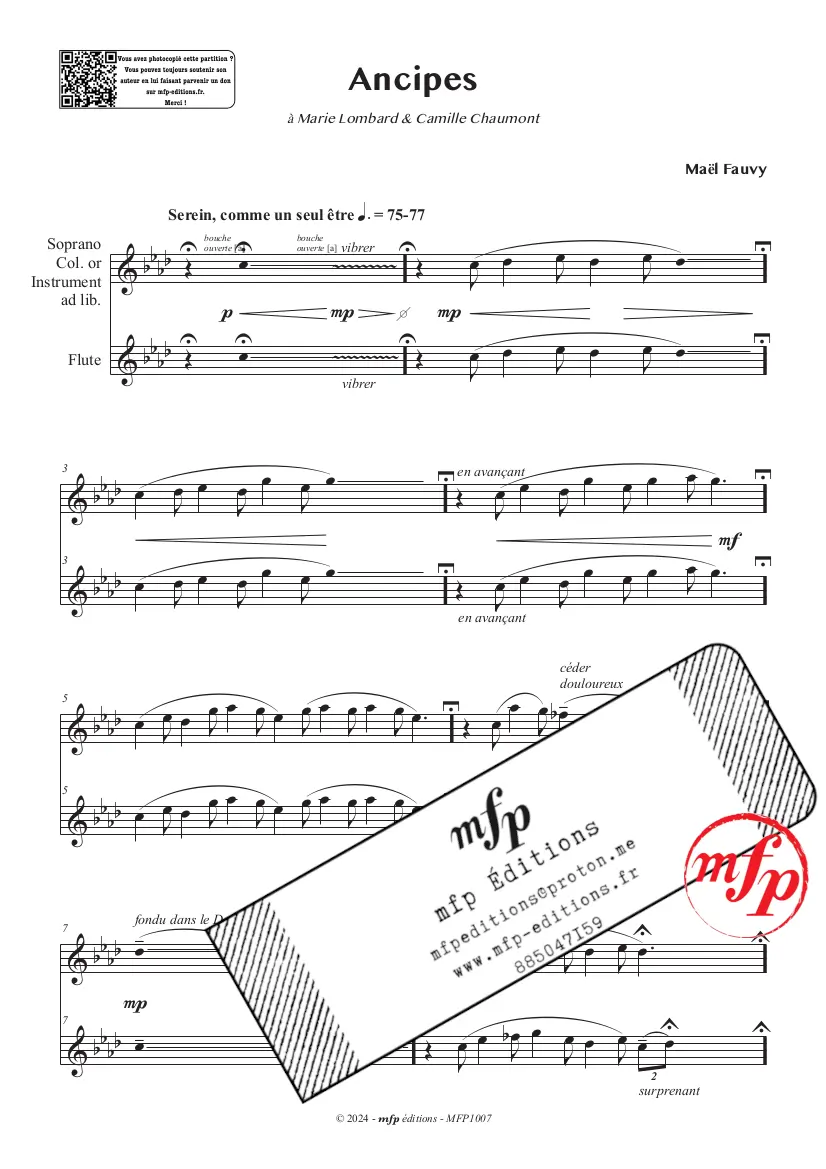 Présentation - Page1 - Ancipes pour Voix et Flûte - Fauvy Maël